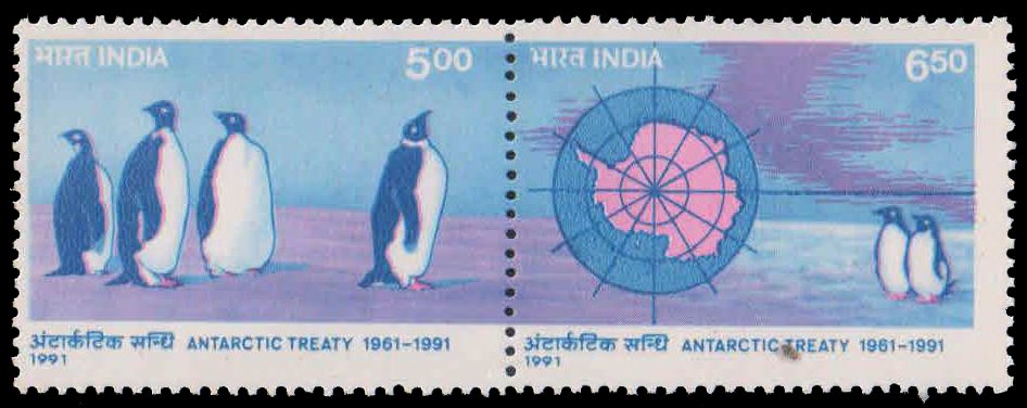 23-6-1991, Antarctic Treaty-Se-tenant Pairs S.G. 1454-55, Phila 1284