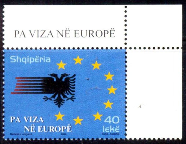 Albania 2010, Visa-free Travel for Albanians in the Europe, Tourism, S.G. 3321, 1Value, MNH
