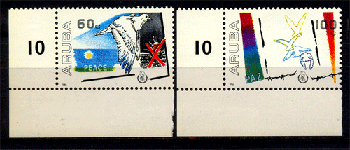 ARUBA 1986 - International Peace Year ,Doves ,S.G.No. 28 & 29 , Set Of 2 , MNH , Cat. ? 15.00