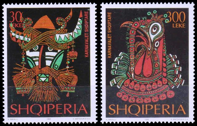 ALBANIA 1999, Carnival Mask, S.G. No 2763 - 64, Set of 2, Cat. ₤ 8.60