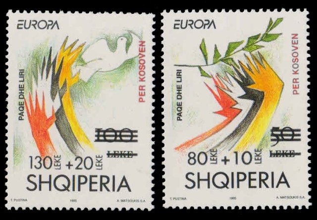 ALBANIA 2001 - Europa, Surcharged issue, Set of 2, S.G. 2830-31, Cat. ₤ 14-00