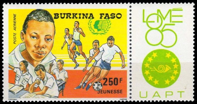 BURKINA FASSO 1985-Football-International Stamp Exhibition-1 Value-MNH-Youth Activities-S.G. 840