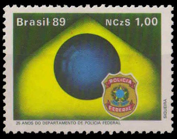 BRAZIL 1989-Federal Police Emblem-1 Value-MNH-S.G. 2392