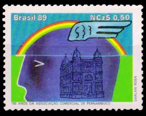 BRAZIL 1989-Rainbow and Association H.Q. Mercury Trade Assn.-1 Value-MNH-S.G. 2379