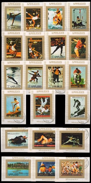 AJMAN STATE-21 Different, Used, Miniature Sheets, Sports, Olympic