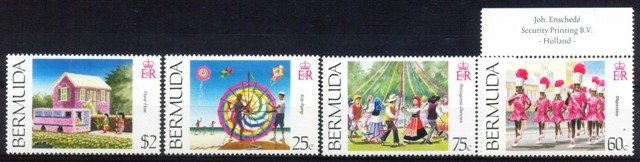 BERMUDA 1995-Dancers-Floral Float-Kite-Set of 4-MNH-S.G. 731-734