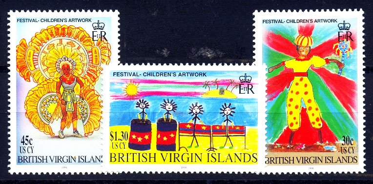 British Virgin Islands 1998, Festival, Children Paintings, Carnival S.G. 1000-1002, Set of 3, MNH