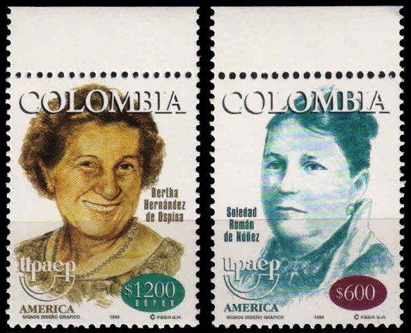 COLOMBIA 1999, Famous Women, SG-2179 - 80, 2V , Cat. ₤ 10.00