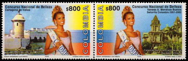 COLOMBIA 2002, Miss Colombia , 2V , S.G. No. 2240-41, Cat. ₤ 8.00