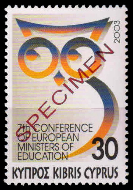 CYPRUS 2003, Stylized Owl, Conference of European Ministers of Education, Nicosia, S.G. 1057, Ovpt. SPECIMEN, 1 Value, MNH