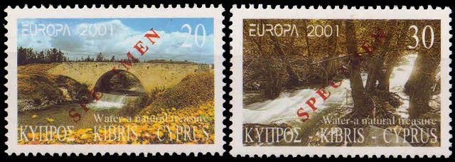 CYPRUS 2001-Europa, Cypriot Rivers-Bridge-Set of 2-SPECIMEN-MNH-S.G. 1015-1016