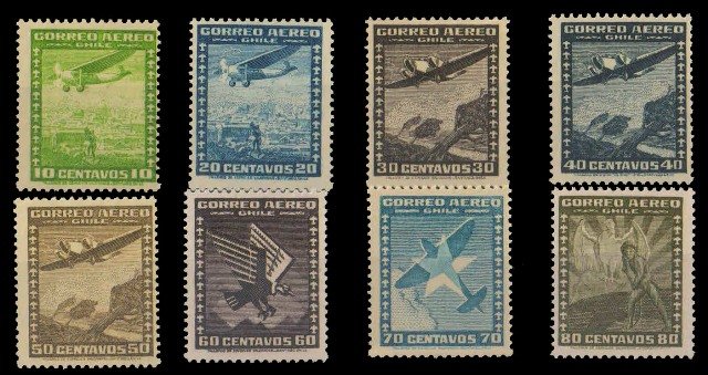CHILE 1934 - Air crafts, Set of 8, MNH, S.G. 236-243