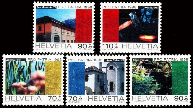 Switzerland 1998-Heritage and Landscapes-Church-Forest-Museum-Set of 5-MNH-S.G. 1390-1394-Cat � 12-00