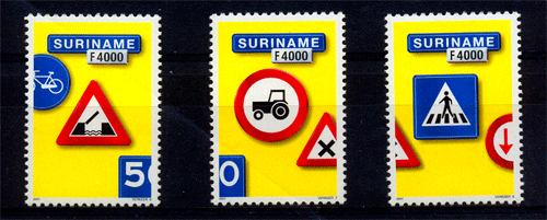2001, Traffic Signs, Set of 3, Face value 12000 Gu, S.G.No 1903, 17,21,Cat £ 11