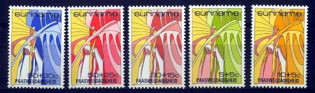 Surinam 1986, Easter, Couple & Palm Leaves, Christian, S.G. 1277-1281, Set of 5, MNH