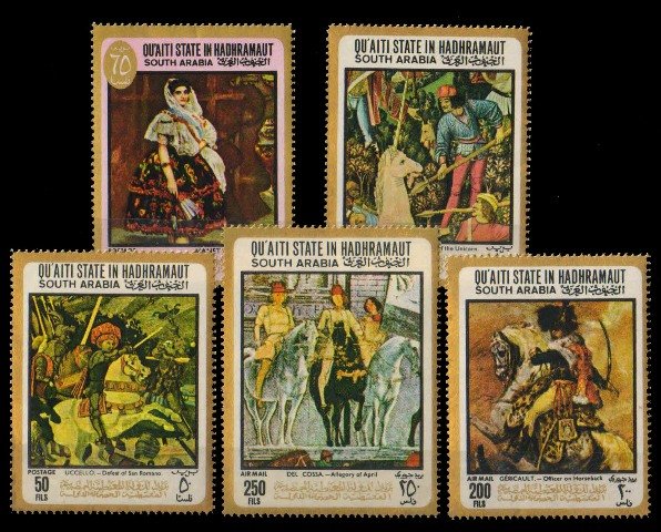 QUAITI STATE IN HADHRAMAUT 1968-Famous Paintings-Set of 5-MNH-Aden-South Arabia