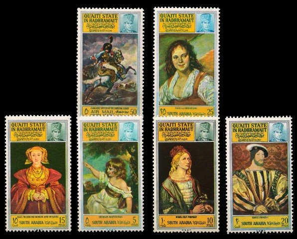 QUAITI STATE IN HADHRAMAUT 1967-Famous World Paintings-Set of 6-MNH-Aden, South Arabia