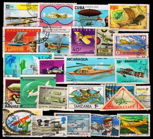 Aircraft 25 Different Stamps