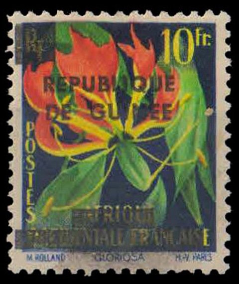 GUINEA 1959-Orchid-Overprint of Fr. West Africa-S.G. 188-1 Value-MNH