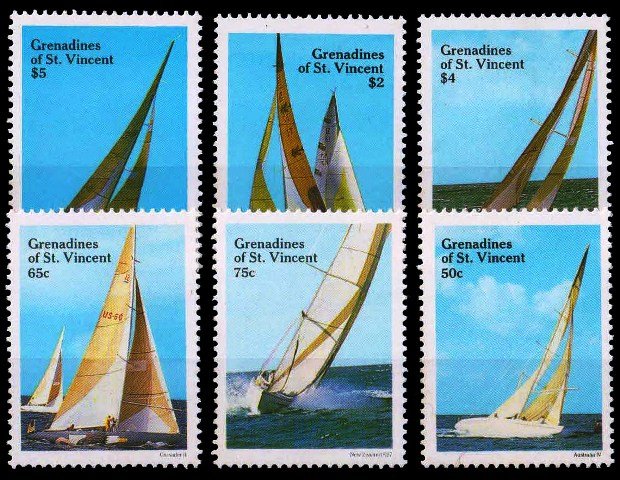 GRENADINES OF ST. VINCENT 1988-Boats-Ocean Racing Yachts-Set of 6-MNH-Face $13-, S.G. 547-552