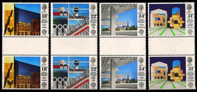 GREAT BRITAIN 1987-Europa-British Architects-Set of 4-Gutter Pairs-MNH-S.G. 1355-1358