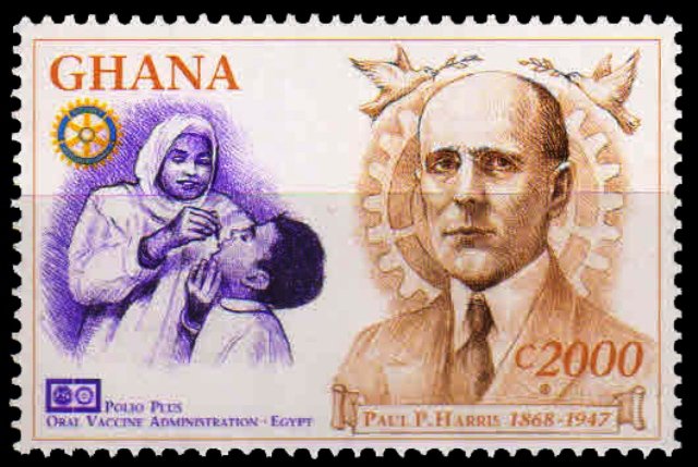 GHANA 1997-Paul Harris, Founder of Rotary International, Patient, Polio vaccination, 1 Value, MNH-S.G. 2439