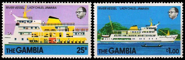 Gambia 1983-Car Ferry, Freighter-River Craft-S.G. 507-508, Set of 2, MNH