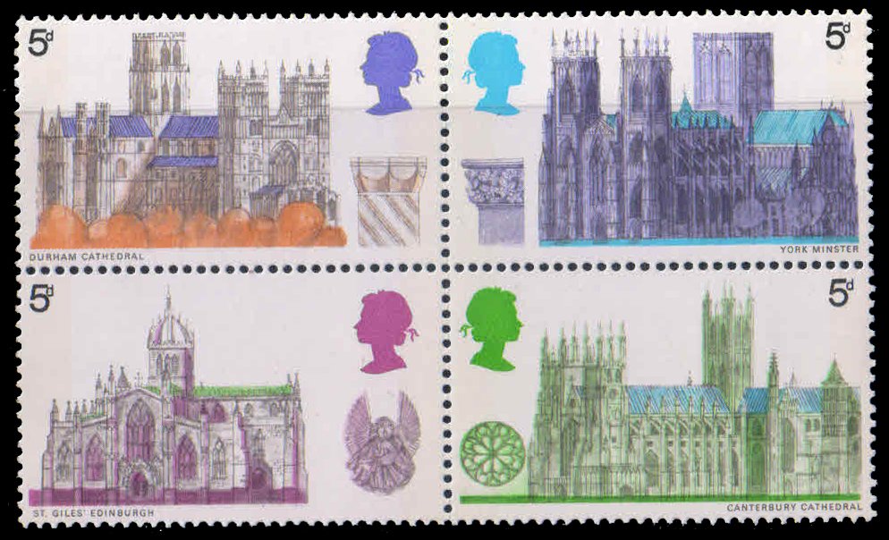 Great Britain 1969, British Architecture. Cathedrals. S.G. No. 796 - 799, Block Of 4