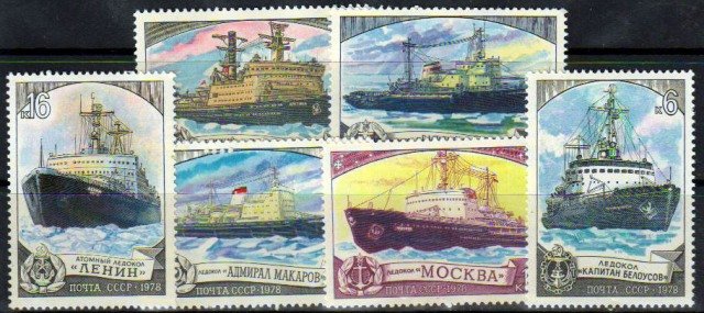 RUSSIA 1978-Ships, Soviet Ice Breakers,Set of 6-MNH-S.G.4843-4848