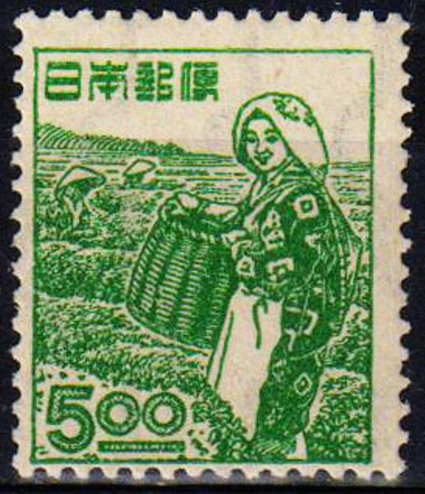 JAPAN 1948-Girl Plucking Tea-Agriculture-HCV � 60-00, 1 Value, MNH