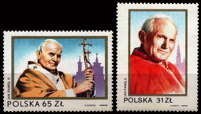 POLAND 1983-Papal Visit-John Paul II-Christian-Set of 2-MNH-S.G. 2881-82