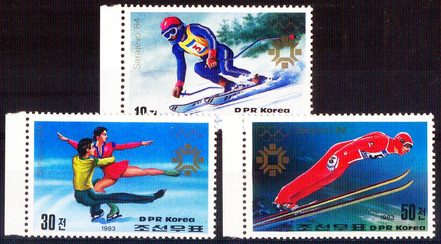 Korea North 1983-Winter Olympic Games, Skiing-Skating-S.G. N 2336,37,39-Set of 3-MNH Cat � 7-