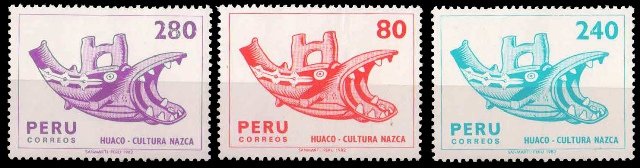 1982, Nazca Fish Ceramic, S.G. No. 1534,36,37, 3V