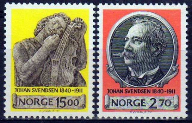 NORWAY 1990-John Svend sen-Composer and Conductor-Music & Musical Instrument-Set of 2-MNH-S.G. 1081-1082