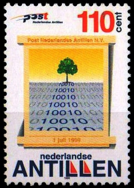 NETHERLANDS ANTILLES 1998-Philately-Postal Services-Tree & Binary Code-1 Value-MNH-S.G. 1296