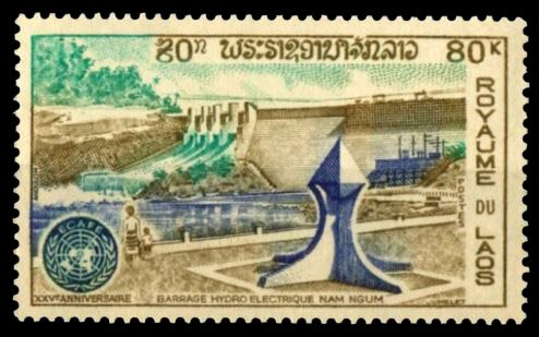 Laos 1972-Nam Ngun Dam-U.N.-1Value MNH S.G. 347-25th Anniv. of U.N. Economic Commission-Cat � 1-10