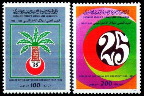 LIBYA 1982-Palm Tree-Red Crescent-Set of 2-MNH-S.G. 1232-1233