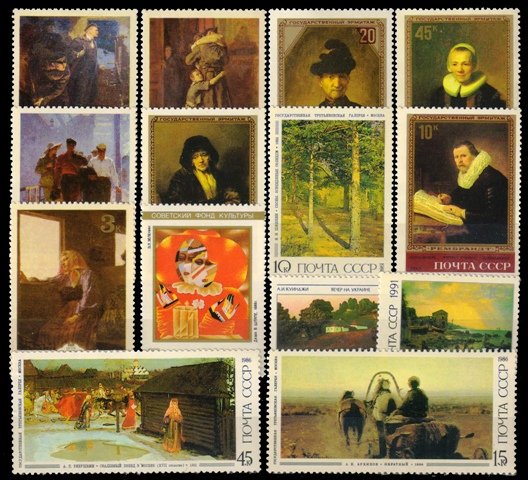 RUSSIA-Paintings On Stamps-14 Different-Mint Never Hinged-Large Stamps Only
