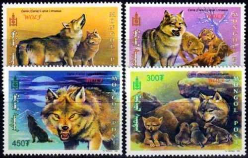 MONGOLIA 1999-Wolves Animal-Dog-Fauna-S.G. 2775-2778-Set of 4-MNH