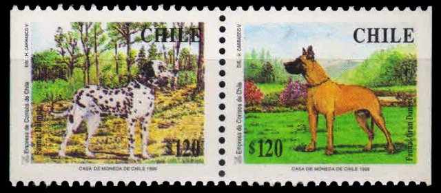 CHILE  1998-Dogs, Great Dane & Dalmatian, Set of 2-S.G. 1805-06