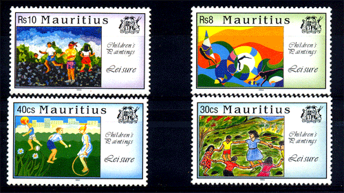 MAURITIUS 1994 , Children Games And Post Times Paintings , S.G. No.912-915 , Set Of 4, MNH