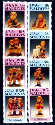 MALDIVES ISLANDS 1991, Hummel Figurines, Boys & Girls, 8V ,S.G.No 1516-23, Cat £ 11-50