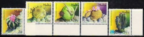 MALTA 2002-Cocti and succulents-cactus-Set of 5-S.G. 1274-1278-Mint Never Hinged-Cat £ 9-00
