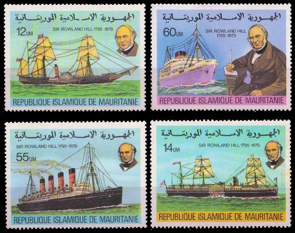 Mauritania 1979-Cent. of Sir Rowland Hill-Ships-S.G. 614-617-Set of 4-MNH
