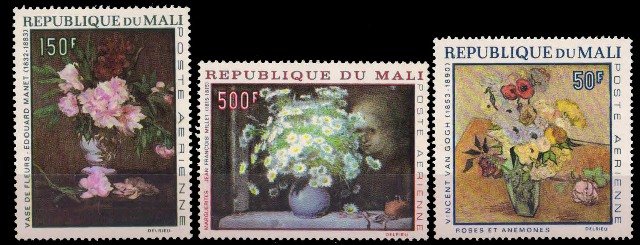 MALI 1968, Flower Paintings , S.G.No. 164, 165, 167 , Set Of 3 , Cat. ₤ 10.00