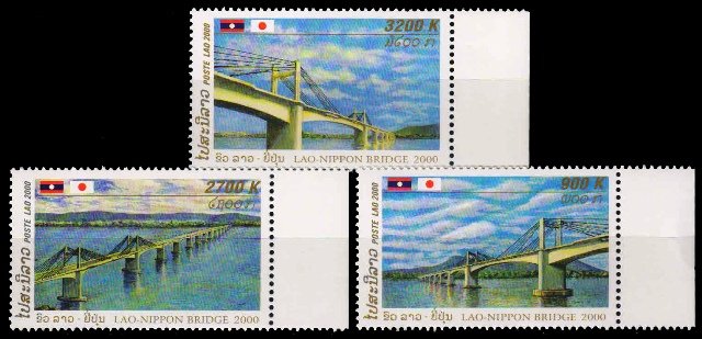 LAOS 2000-Pakse Bridge over Mekong River-Set of 3-MNH-S.G. 1701-1703, Cat � 6-00