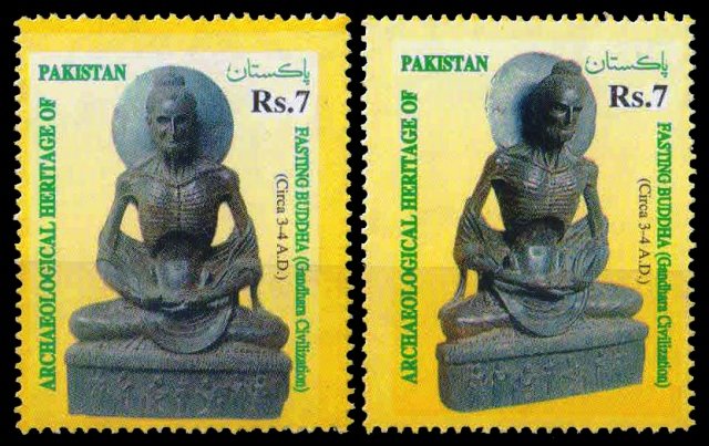 PAKISTAN 1999-Fasting Buddha-Archaeological Heritage-Set of 2-MNH-S.G. 1071-72