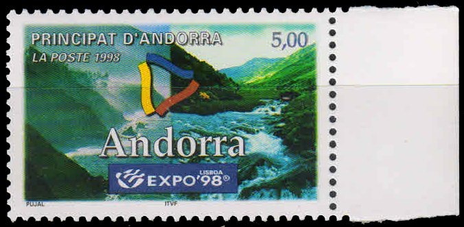 ANDORRA (French) 1998-Expo 98 World Fair, Lisbon, Portugal, 1 Value-MNH-S.G. F 543-Cat £ 7-