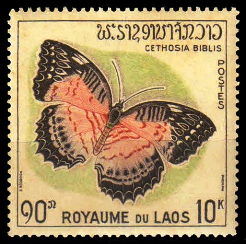 LAOS 1965-Butterfly-1 Value-MNH-S.G. 151-Cat � 3-25