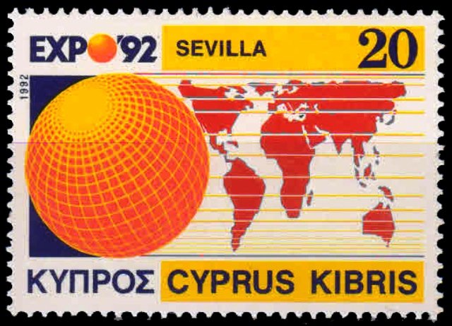 CYPRUS 1992-World Map, Expo 92 World Fair, 1 Value, MNH-S.G. 815